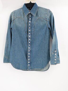 Zadig and Voltaire shirt womens XS Thelmus Denim Snap Button Long Sleeve western